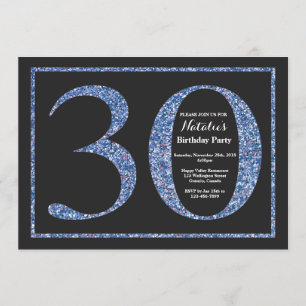Invitation 30ème Tableau bleu de parties scintillantes