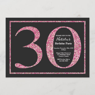 Invitation 30ème Tableau de parties scintillantes de rose