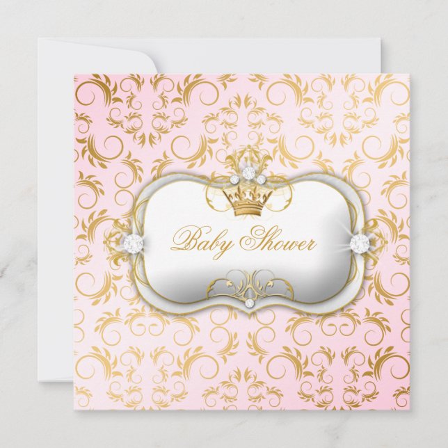 Invitation 311 baby showers roses divins d'or de Ciao Bella (Devant)