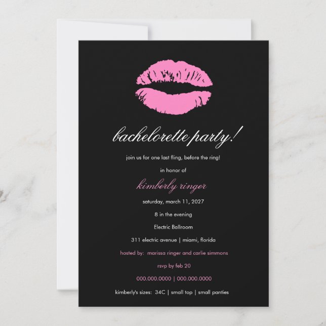 Invitation 311-Bachelorette/invitation partie de lingerie (Devant)