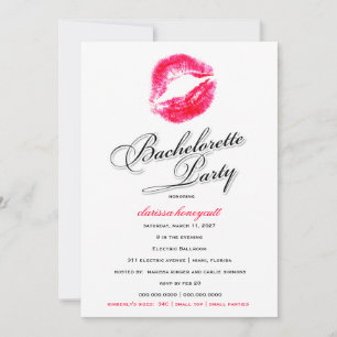 Invitation 311-Bachelorette partie - baisers de rouge de