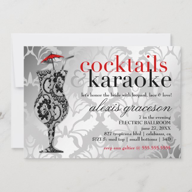 Invitation 311 Cocktails et Damas rouges karaoké (Devant)