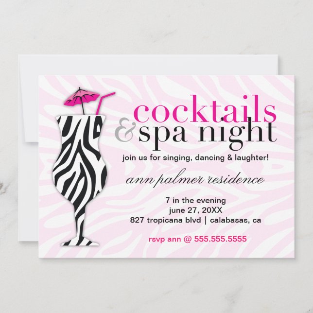 Invitation 311 cocktails et zèbre de spa (Devant)