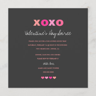 Invitation 311 Coeurs gris XOXO dans une rangée