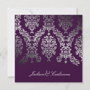 Invitation 311-Dashing aubergine d'argent de Faux de la