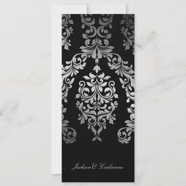 Invitation 311 Dashing Damask Faux Silver Custom (Devant)