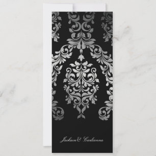 Invitation 311 Dashing Damask Faux Silver Custom