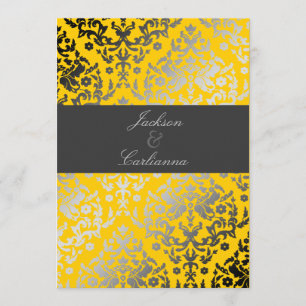 Invitation 311-Dazzling Damask Jaune  Bande grise de charbon