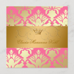 Invitation 311-Golden Damask Shimmer Strawberry Brulee