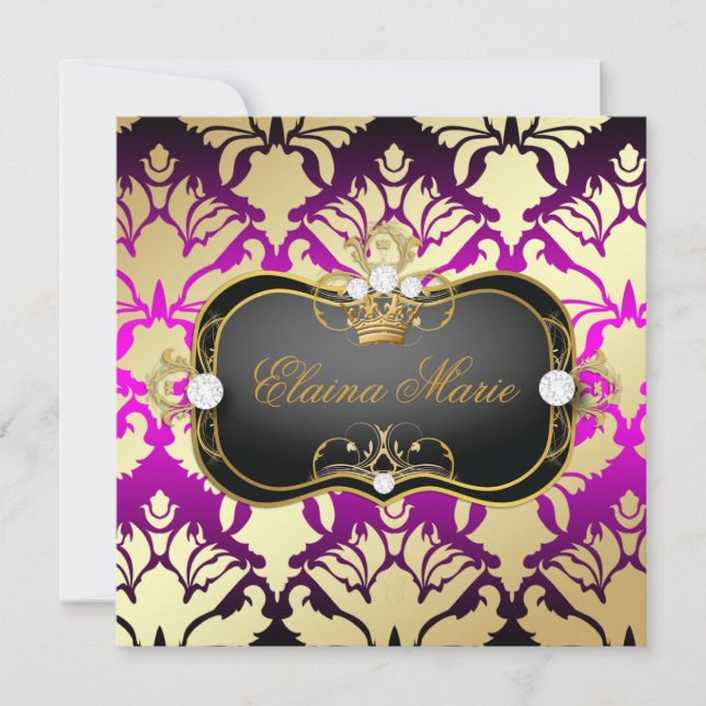 Invitation 311 Jet Black Ciao Bella Sweet sixteen en soie ros (Devant)