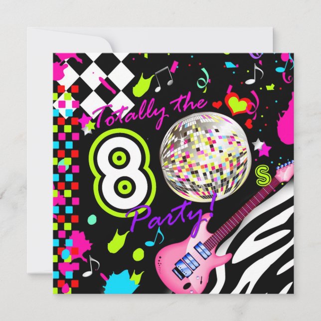 Invitation 311 Le bal Disco Guitare Rose des années 80 (Devant)