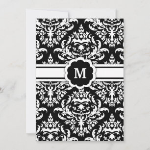 Invitation 311-Marissa Monogramme Damask Black