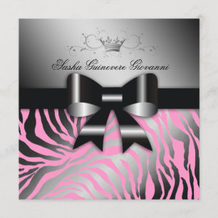 Invitation 311 nuits Zebra Shimmer Black Bow Pink Sweet 16
