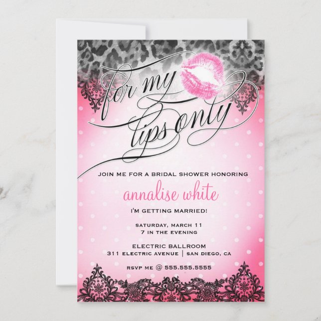 Invitation 311 pour ma douche de Bachelorette de lèvres (Devant)