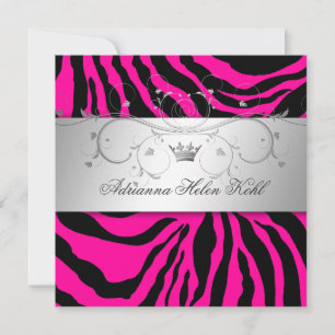 Invitation 311-Silver Divine Hott Pink Zebra Lingerie