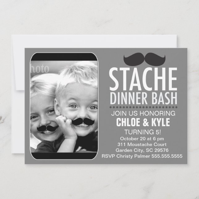 Invitation 311 Stache Dîner Bash Interactive Mustache (Devant)