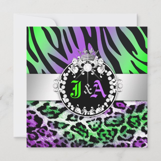 Invitation 311 Zebra-LeoTique Diamonds Kiss Duo Friend Party (Devant)