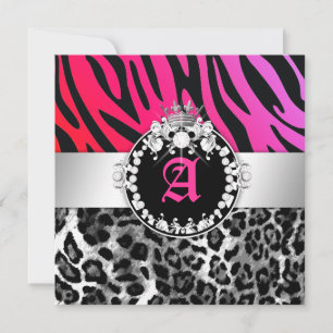 Invitation 311-Zebra-LeoTique Diamonds n' Kisses Sweet 16