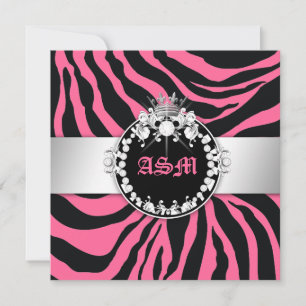Invitation 311-Zebra-Tique Diamonds n' Kisses Sweet 16 Pink