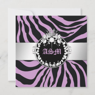 Invitation 311-Zebra-Tique Diamonds Sweet sixteen violet