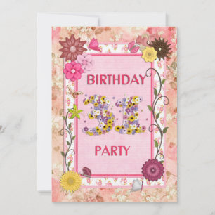 Invitation 31e anniversaire avec cadre fleuri