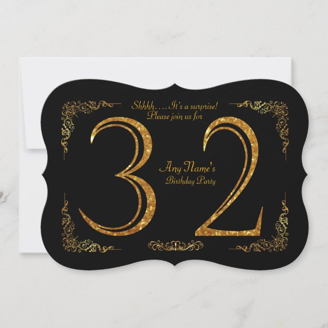 Invitation 32ème, fête d'anniversaire 32ème, grand Gatsby, no (Devant)