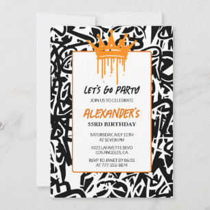 Invitation 33e anniversaire d'invitation Hommes Party Graffit