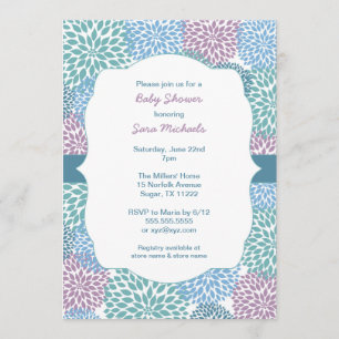 Invitation 3541 de baby shower de fille de fleurs