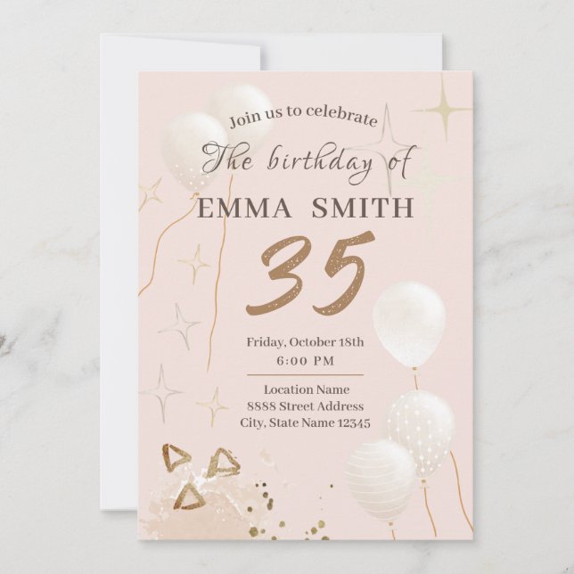 Invitation 35 year birthday (Front)