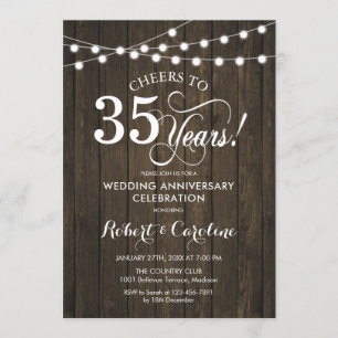 Invitation 35e anniversaire de mariage - Bois rustique