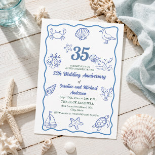 Invitation 35e anniversaire de mariage Chic Dessin à la main