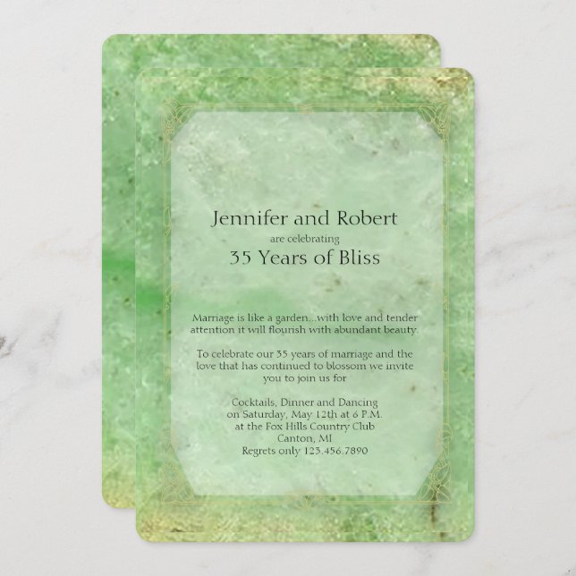 Invitation 35e anniversaire de mariage en jade nat (Devant / Derrière)