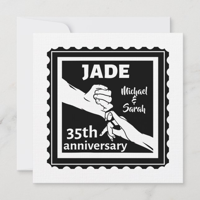Invitation 35e anniversaire de mariage en se tenant la main (Devant)