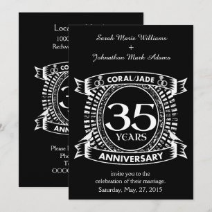 Invitation 35e anniversaire du mariage crête de Coral Jade