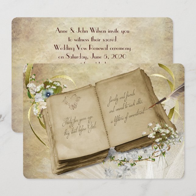 Invitation 35e anniversaire du Mariage Renouveau de la vision (Devant / Derrière)