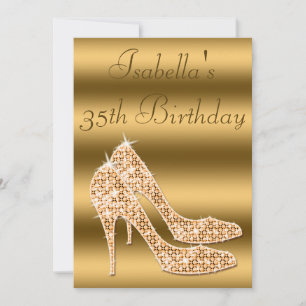 Invitation 35e Anniversaire Glamour Escarpins Dorés