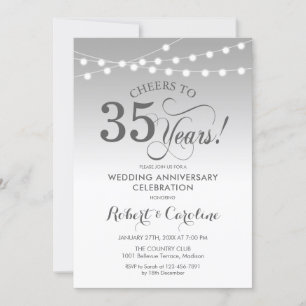 Invitation 35e anniversaire Mariage - Blanc d'argent