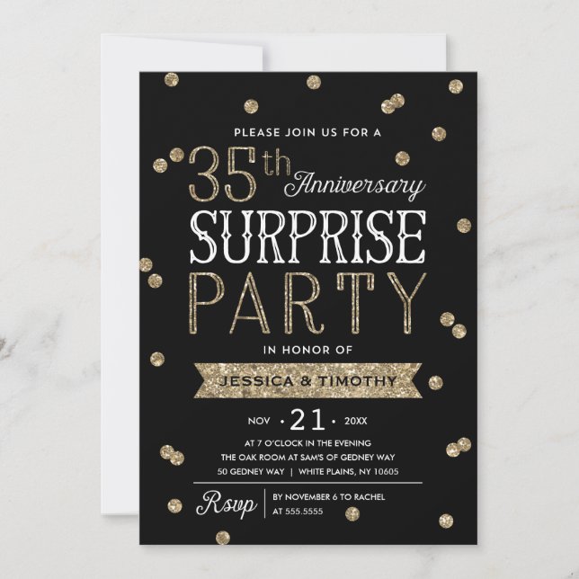 Invitation 35e anniversaire Parties scintillant Confetti Surp (Devant)