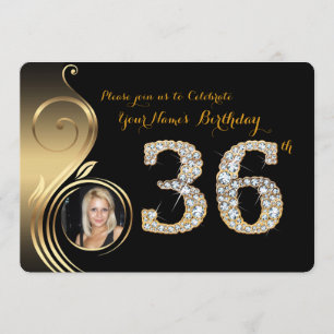 Invitation 36e,Invitation d'anniversaire,Numéro Diamant,Photo