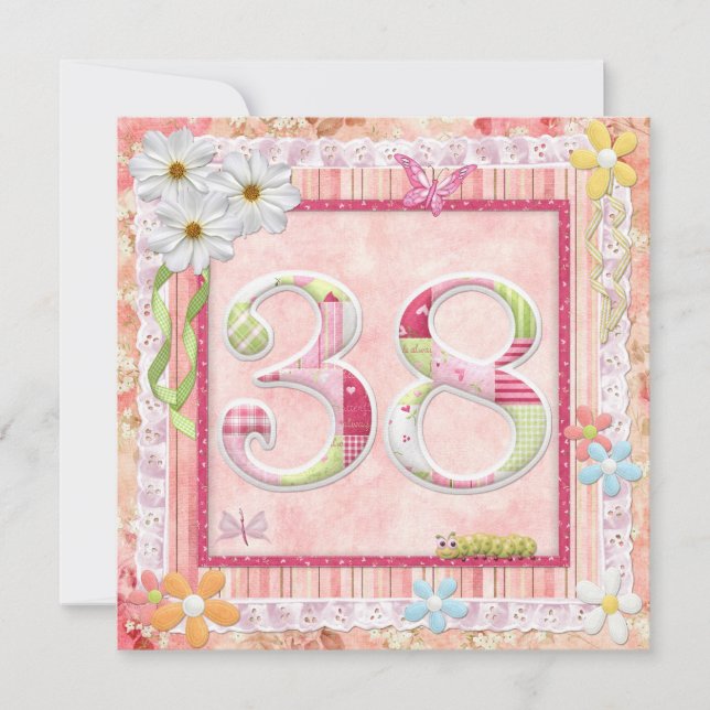 Invitation 38e anniversaire style scrapbooking (Devant)