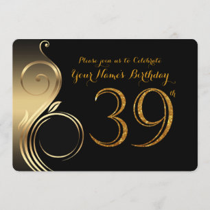 Invitation 39e,Invitation d'anniversaire,Parties scintillant 