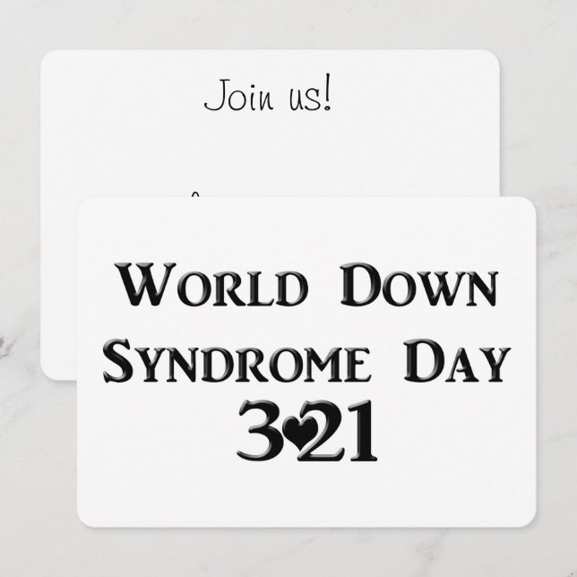 Invitation 3-21 Journée mondiale du syndrome de Down (Devant / Derrière)