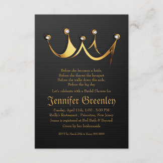 Invitation 3,5" x 5" Fête de la mariée royale de couronne de
