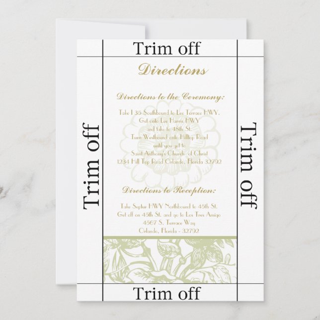 Invitation 3,5 x 7 Directions Green Gerbera Daisy (Devant)