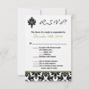 Invitation 3.5x5 Carton de réponse Noir Vert Damak