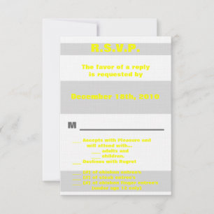Invitation 3,5x5 R.S.V.P. moderne néon rayure jaune rétro