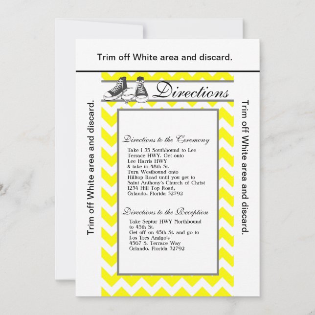 Invitation 3.5x6 Directions Card Baskets adolescents Chevron (Devant)