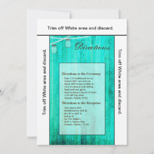 Invitation 3.5x6 Directions Card Mason Jar String Lights Wood