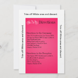 Invitation 3.5x6 Directions Card Pink Double Vélo