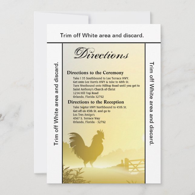 Invitation 3.5x6 Directions Card Sunny Morning Farm Pays R (Devant)